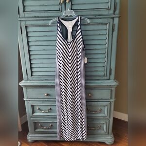Soma Black and White Striped Maxi Dress